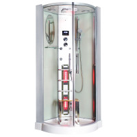 Infrarot Dampfsauna Dampfdusche Sauna 3 in 1! 90 x 90 x 215 cm Alu white swk027